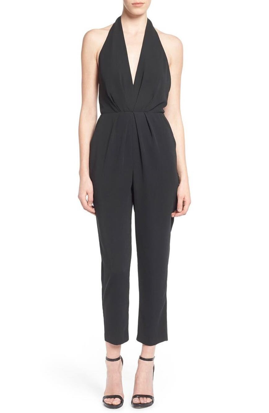 ASTR the Label Women's Black Backless Halter Jumpsuit Size Small